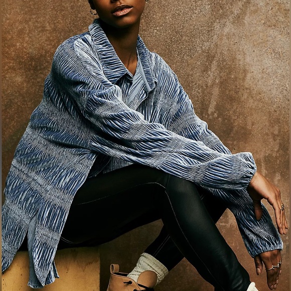 NEW Free People My Best Top Button Down In Eventide Blue - Picture 3 of 16